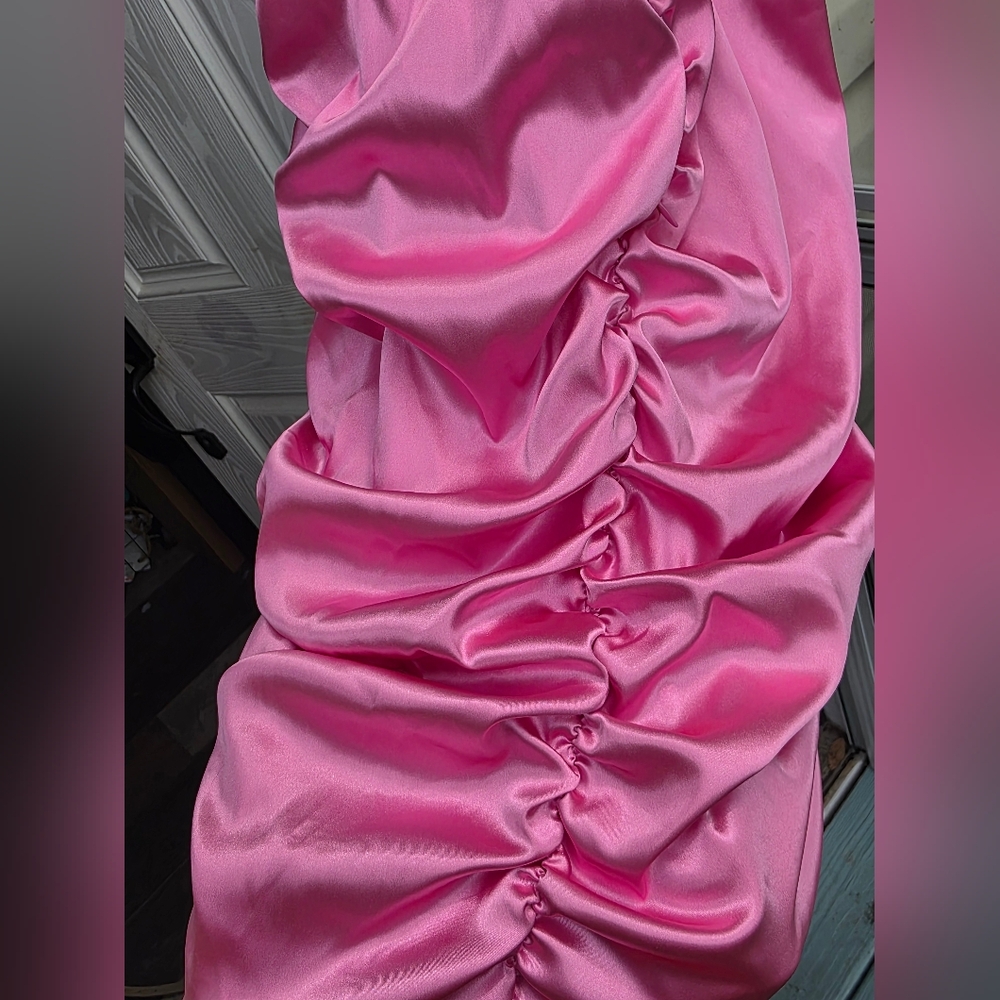 Pink Satin Dress Mini With String Back - Picture 2 of 4